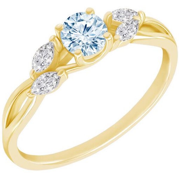 Eppi Verlobungsring mit Aquamarin und Moissaniten Halym