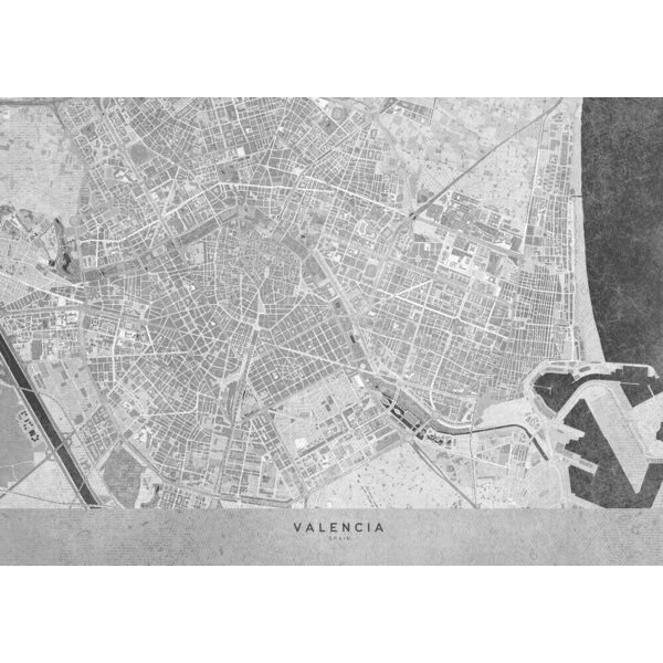 Photocircle Wandbild / Poster / Leinwand - Gray vintage map of Valencia Spain