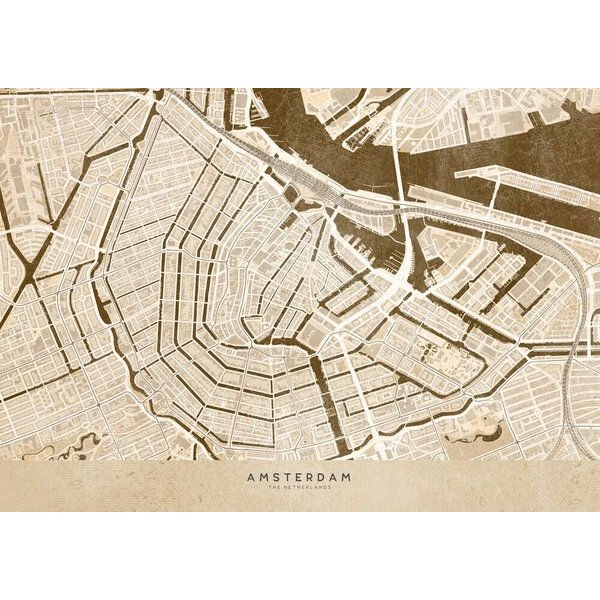 Photocircle Wandbild / Poster / Leinwand - Sepia vintage map of Amsterdam