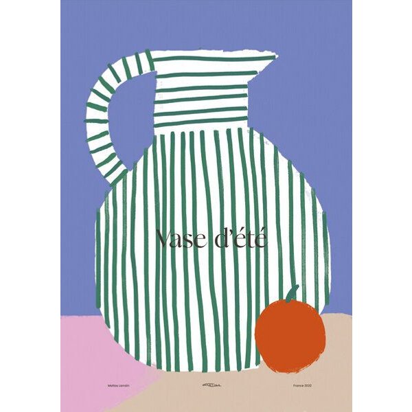 Photocircle Wandbild / Poster / Leinwand - Colourful poster with striped vase