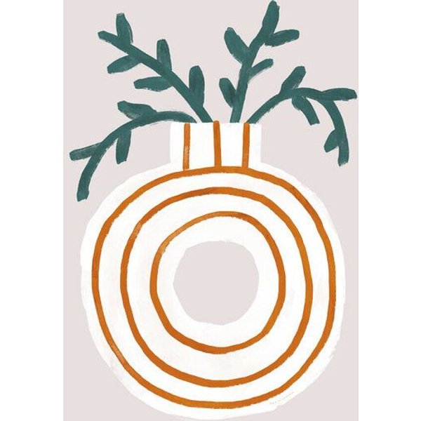 Photocircle Wandbild / Poster / Leinwand - Printed art with striped vase and plant