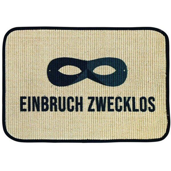 4betterdays Fußmatte | 'Einbruch zwecklos' | 45 x 90 cm | Sisal | Naturlatex