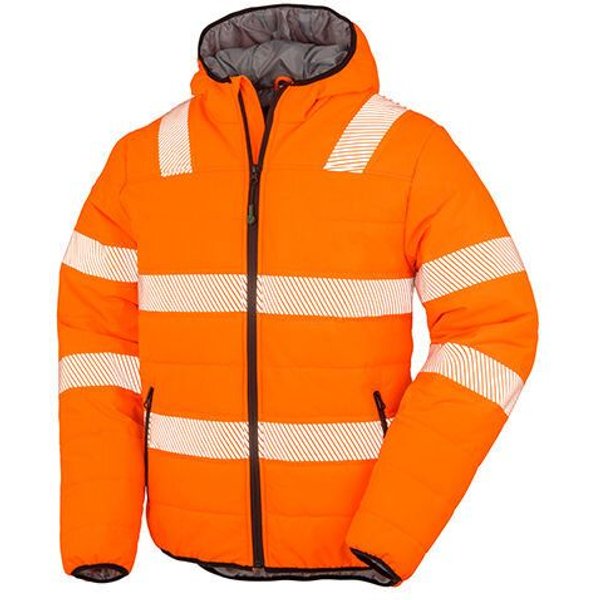 Result Genuine Recycled Safety Workwear HiViz Gefütterte Sicherheitsjacke Recycelt Warnschutz Regen- und Windjacken