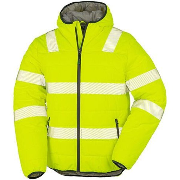 Result Genuine Recycled Safety Workwear HiViz Gefütterte Sicherheitsjacke Recycelt Warnschutz Regen- und Windjacken