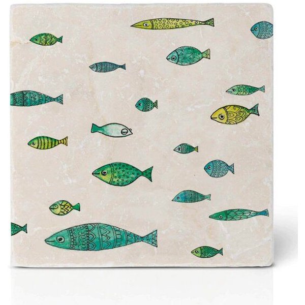 Fliesenuntersetzer »Fischschwarm« von LIGARTI | Design Untersetzer | Natursteinfliese