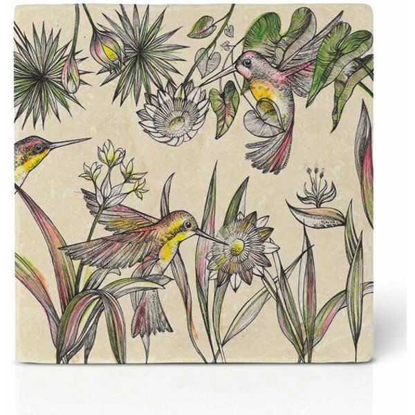 Fliesenuntersetzer »Kolibris« von LIGARTI | Design Untersetzer | Natursteinfliese
