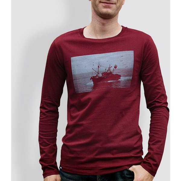 little kiwi Herren Longsleeve, "Kutter", Burgundy