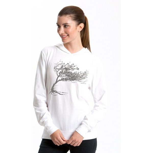 Peaces.bio - handbedruckte Biomode Bio-Jersey-Kapuzensweater Unisex "Windy Tree"