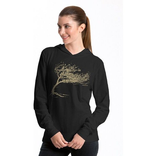 Peaces.bio - handbedruckte Biomode Bio-Jersey-Kapuzensweater Unisex "Windy Tree"