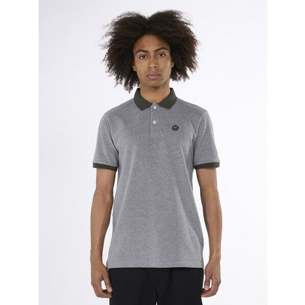 KnowledgeCotton Apparel Melange T-Shirt - Yarn dyed badge polo - aus Bio - Baumwolle