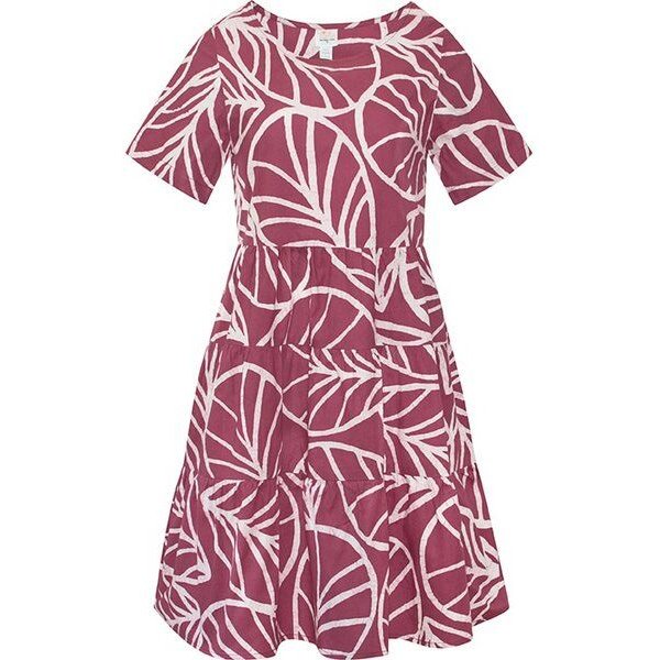Global Mamas Bio Kleid - SHORT TIERED - Birds of Paradise/Canopy/Rings/Monstera