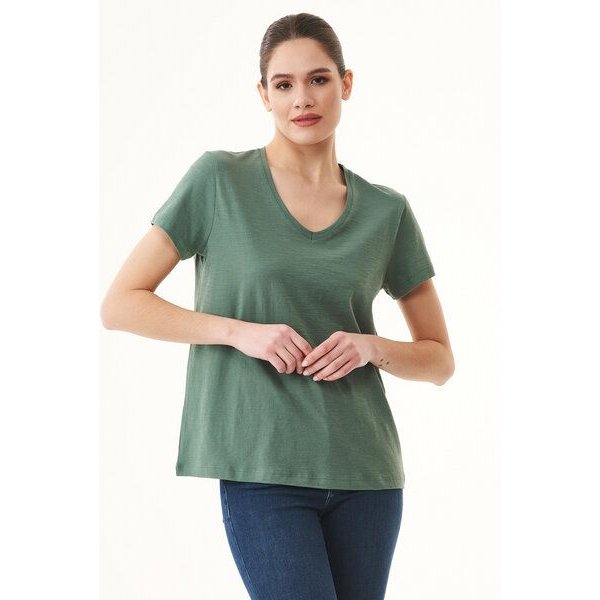 ORGANICATION Damen Basic T-Shirt aus Bio-Baumwolle mit V-Ausschnitt