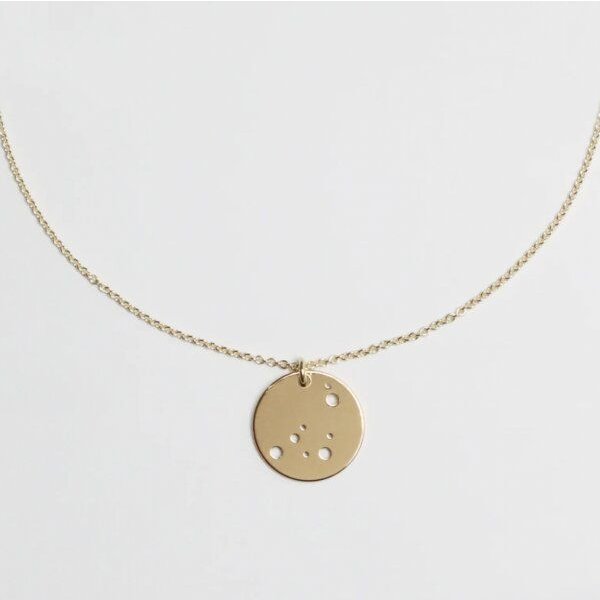 BELLYBIRD Jewellery Sternzeichen Kette, Anhänger 14mm, Silber/ Silber vergoldet