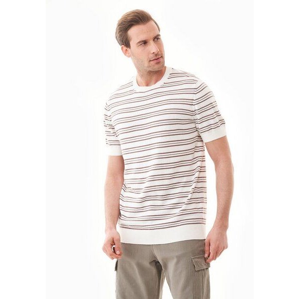 ORGANICATION Feinstrick-T-Shirt aus Bio-Baumwolle mit Streifen