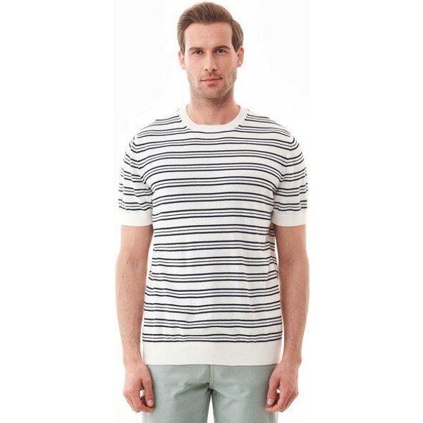 ORGANICATION Feinstrick-T-Shirt aus Bio-Baumwolle mit Streifen