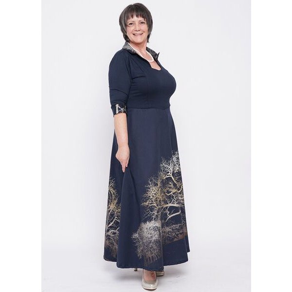 Peaces.bio - handbedruckte Biomode Abendkleid Zauberlandschaft