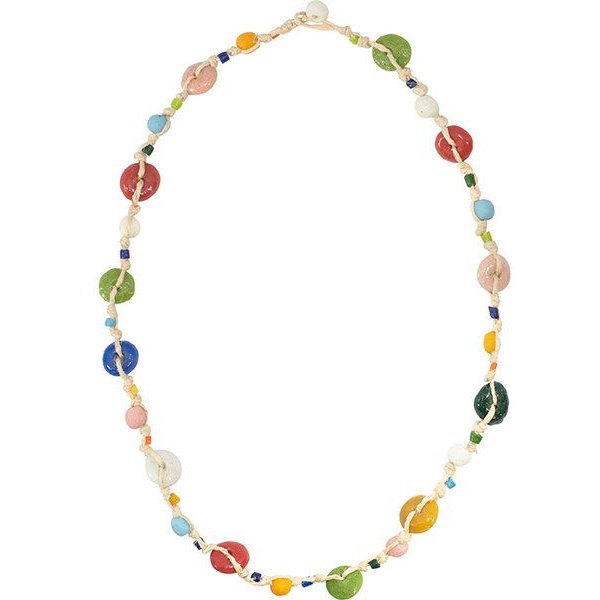 Upcycling Glasperlen Halskette - RAINBOW FIESTA HANF - Global Mamas