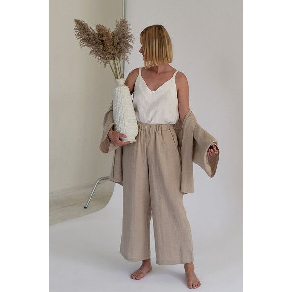 gust. Damen Weite Leinenhosen - Culotte - Linen trousers - 100% Bio-Leinen