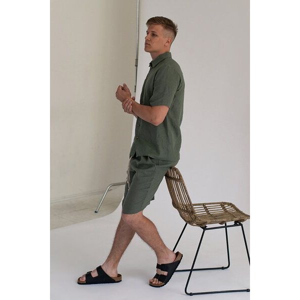 gust. Herren Kurzarm Leinenhemd - Linen shirt - Short sleeve - 100% Bio-Leinen