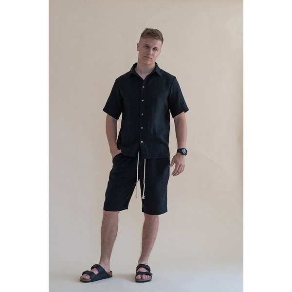 gust. Herren Kurzarm Leinenhemd - Linen shirt - Short sleeve - 100% Bio-Leinen