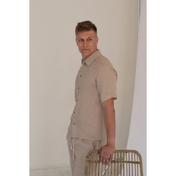 gust. Herren Kurzarm Leinenhemd - Linen shirt - Short sleeve - 100% Bio-Leinen