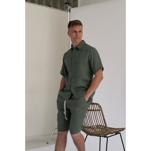gust. Herren Kurzarm Leinenhemd - Linen shirt - Short sleeve - 100% Bio-Leinen
