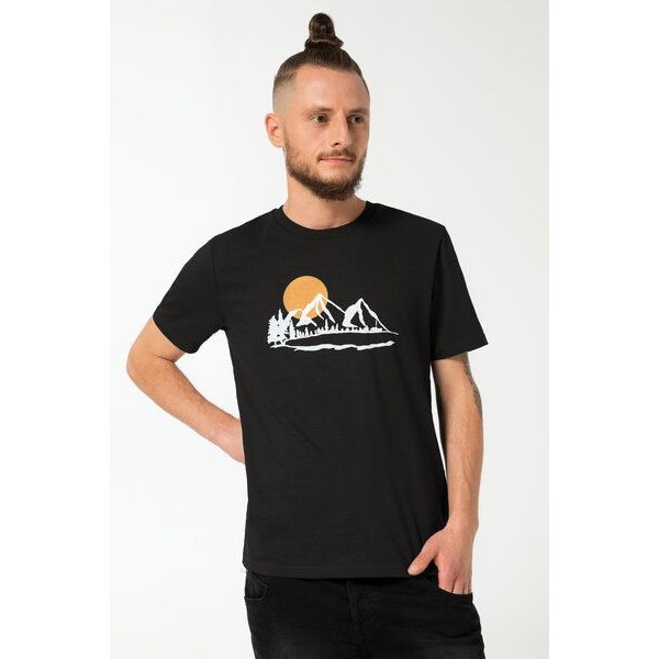 Spangeltangel T-Shirt "Bergluft", nachhaltig, Herren - Natur Bio-Baumwolle Berge Bergsee