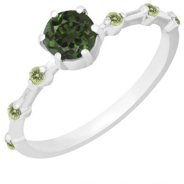 Eppi Ring mit einem grünen Turmalin und seitlichen Olivinen Imelda