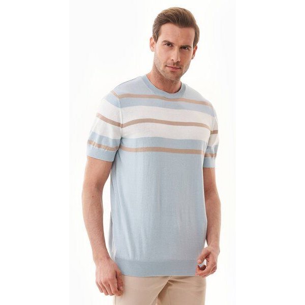 ORGANICATION Feinstrick-T-Shirt aus Bio-Baumwolle mit Streifen