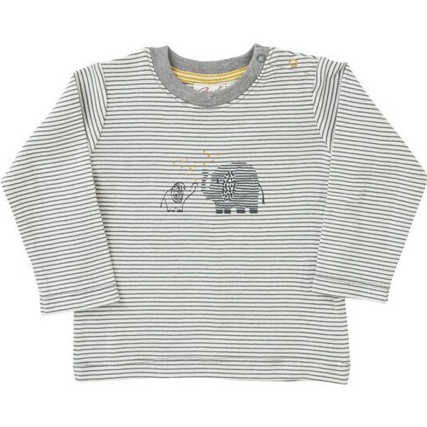 People Wear Organic Langarmshirt "Elefant", weiß geringelt/bedruckt, 100% Baumwolle (bio)