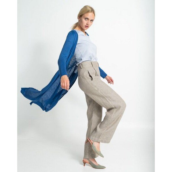 Alma & Lovis Leinen-Strickmantel mit Bindegürtel | Linen Coat