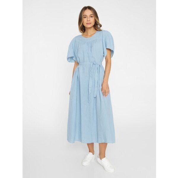 KnowledgeCotton Apparel Kleid mit Bindegurt aus Bio-Leinen