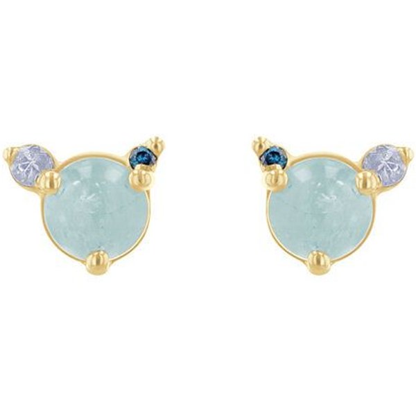 Eppi Ohrstecker mit Aquamarin, Mondstein und blauem Diamanten Turgay
