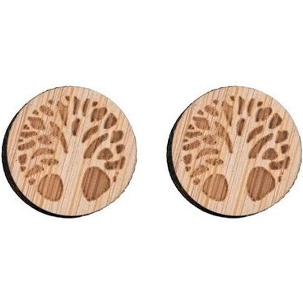 GARY MASH Runde Holz-Ohrstecker mit Motiv
