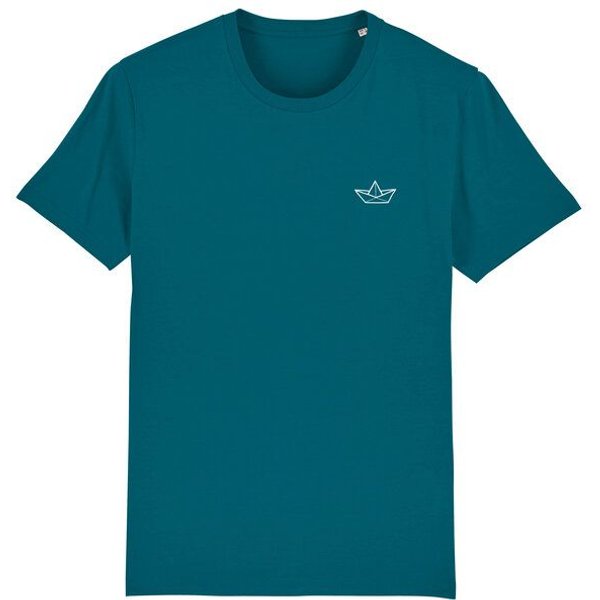 Spangeltangel T-Shirt "Papierboot", Männershirt, Herrenshirt, bedruckt, Biobaumwolle, Unisex