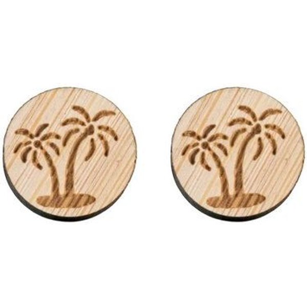 GARY MASH Runde Holz-Ohrstecker mit Motiv
