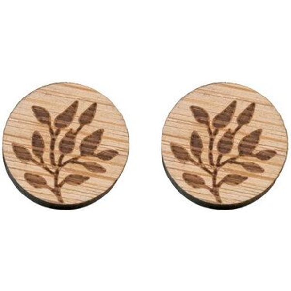 GARY MASH Runde Holz-Ohrstecker mit Motiv