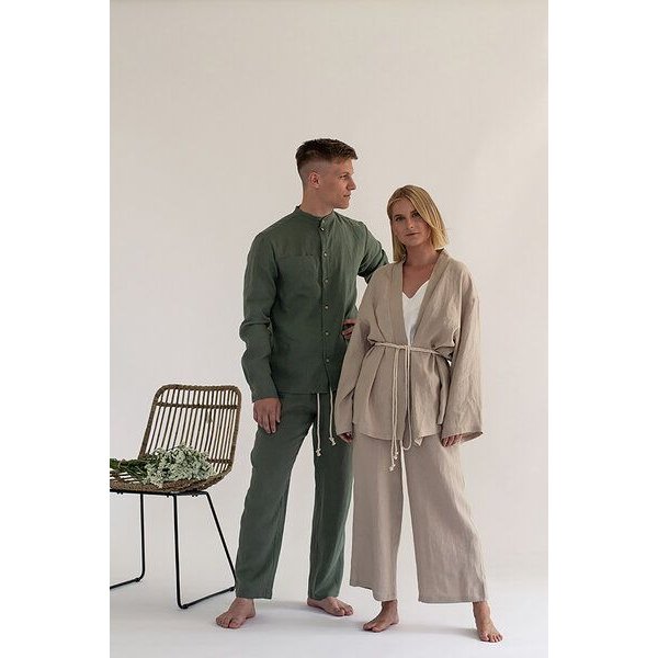 gust. Leinen-Kimono-Set - Kimono und Hose - Linen Kimono Set - 100% Bio-Leinen