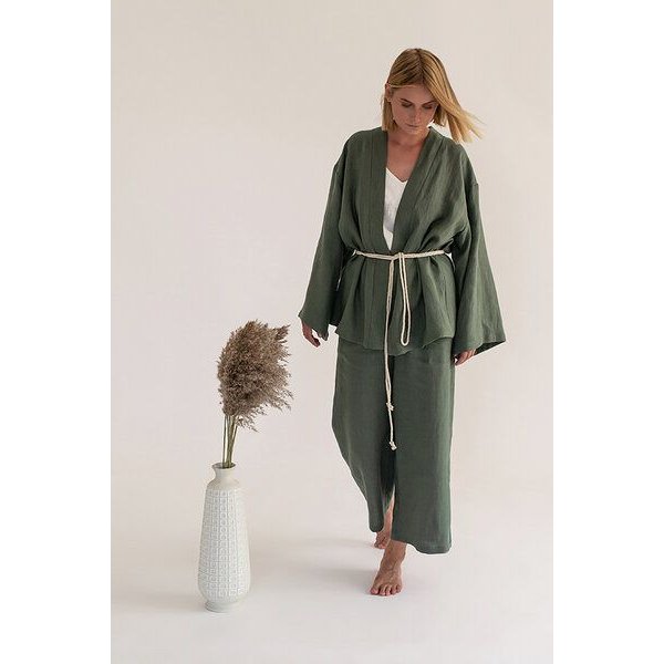 gust. Leinen-Kimono-Set - Kimono und Hose - Linen Kimono Set - 100% Bio-Leinen