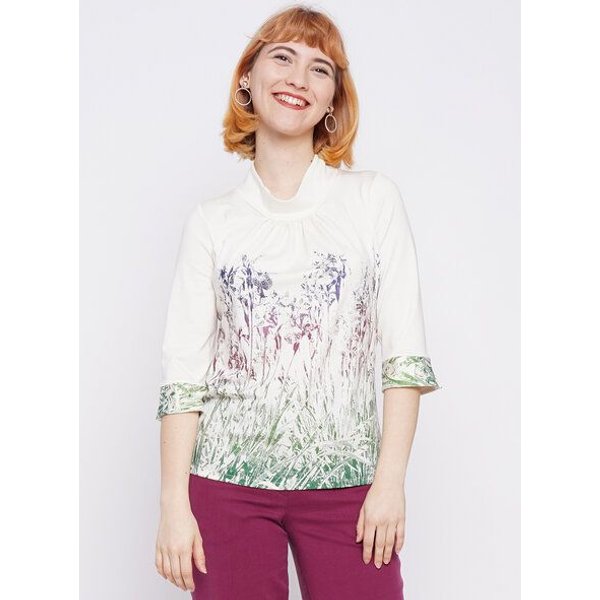 Peaces.bio - handbedruckte Biomode Bluse Mystic Iris