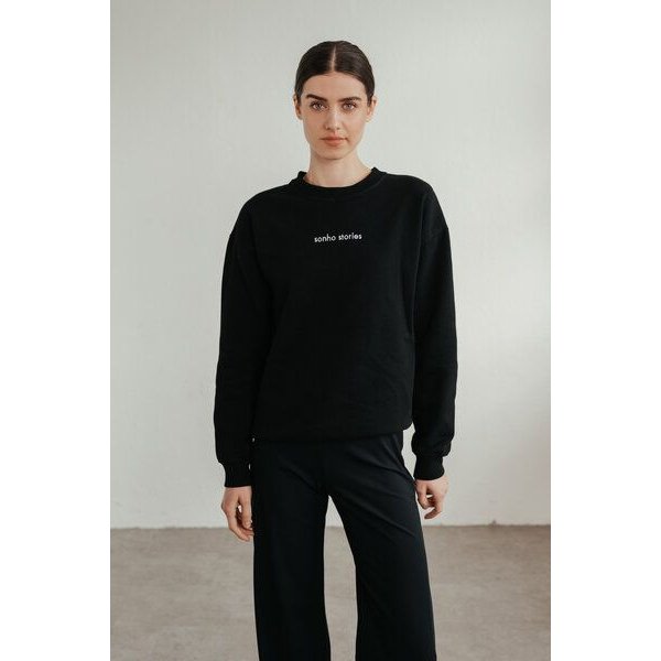 Sonho Stories Unisex Sweater mit lockerer Passform aus Bio-Baumwolle schwarz