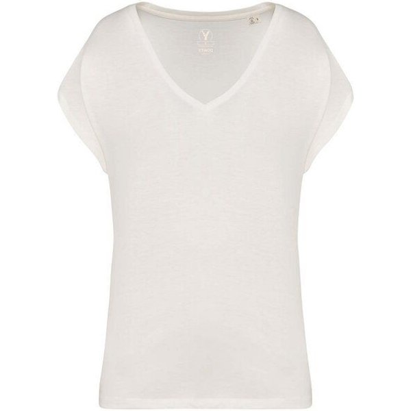 YTWOO Oversized Damen T-Shirt aus Bio-Baumwolle, V-Ausschnitt