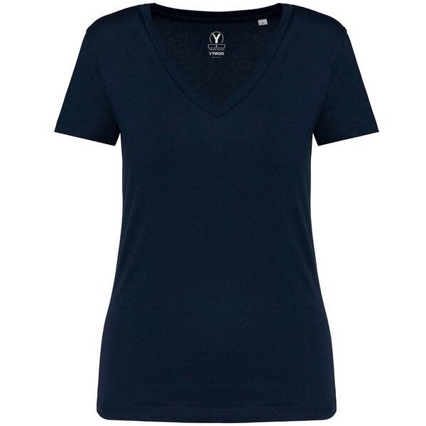 YTWOO Damen Tshirt mit V-Ausschnitt aus 100% Bio-Baumwolle