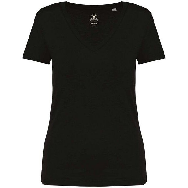 YTWOO Damen Tshirt mit V-Ausschnitt aus 100% Bio-Baumwolle
