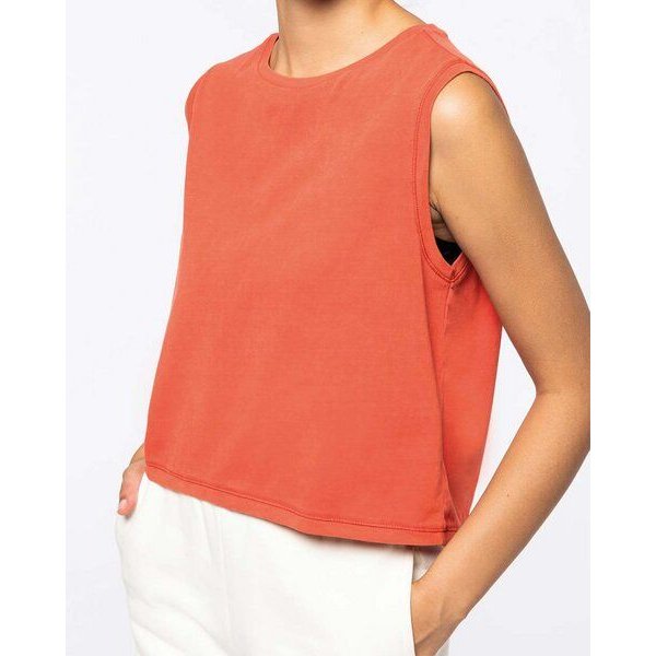 YTWOO Ärmelloses Damen-Crop-T-Shirt aus Bio-Baumwolle