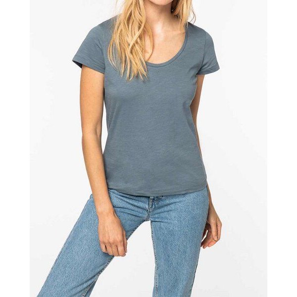 YTWOO Damen-T-Shirt mt Slub Optik aus 100% Bio-Baumwolle