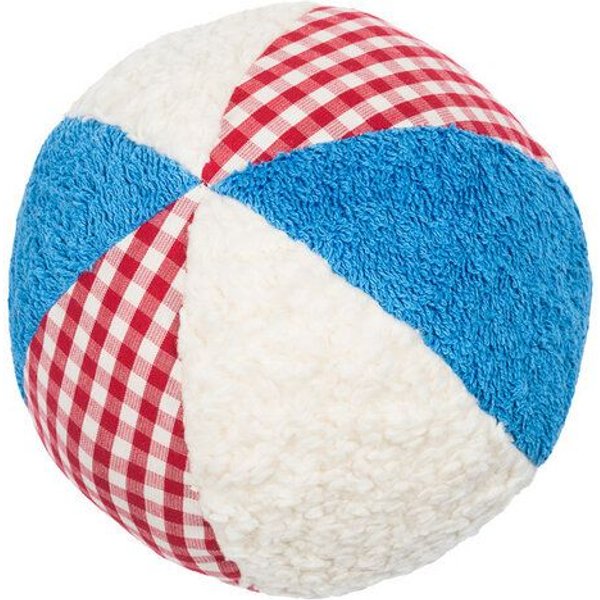 Efie Rassel Ball groß, weiß/blau, kbA (organic), Made in Germany