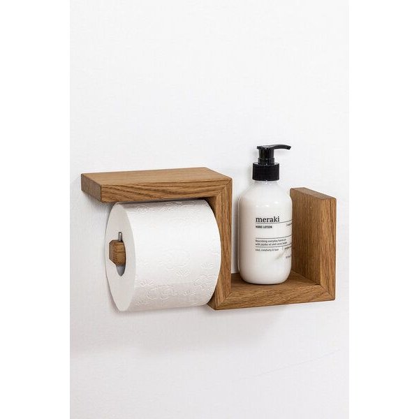 kleiderleiter_de Toilettenpapierhalter BEN aus massiver Eiche mit Platz für Ersatzrolle