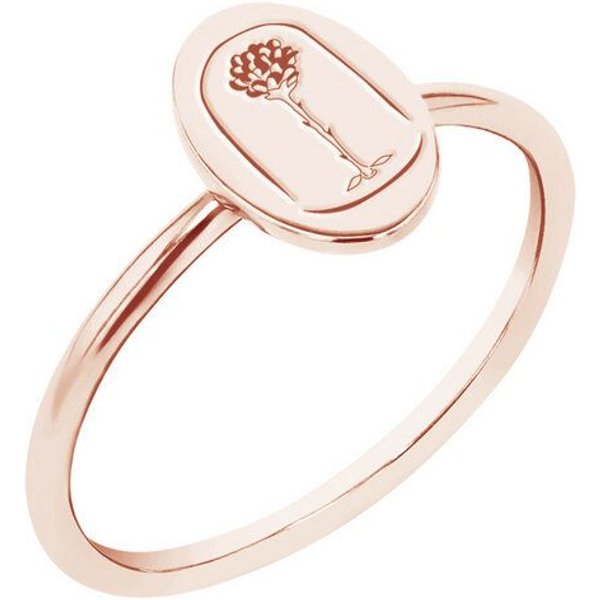 Eppi Ovaler Ring aus Gold mit der Gravur der Rose aus dem Kleinen Prinz