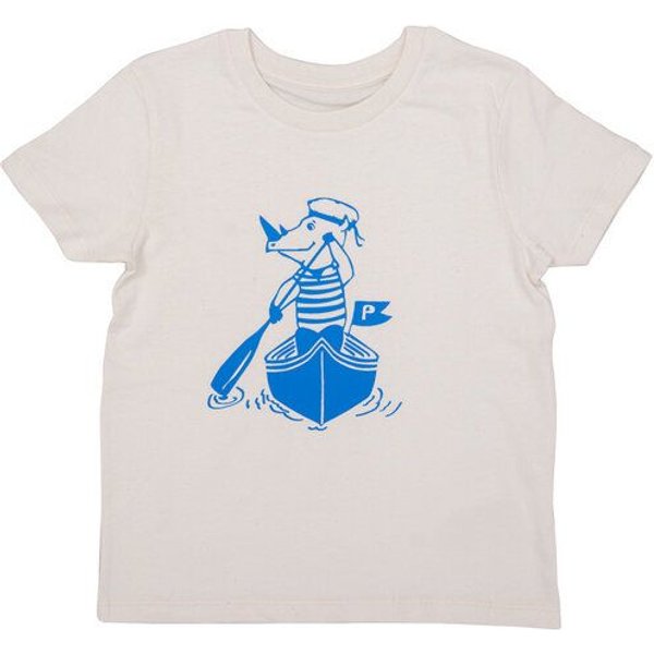 päfjes Nils Nashorn im Ruderboot - Kinder Shirt - fair gehandelt - Bio - Natur/Blau